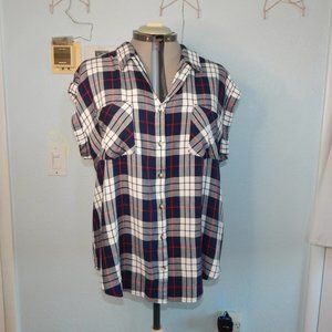 Jachs Girlfriend New York Plus Size XXL Blue Plaid Blouse Shirt Top New NWT